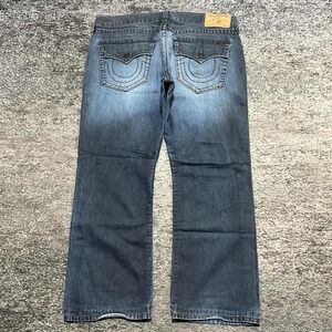 True Religion Jeans Mens 38x29 Blue‎ World Tour Section Straight Hip-Hop Y2K